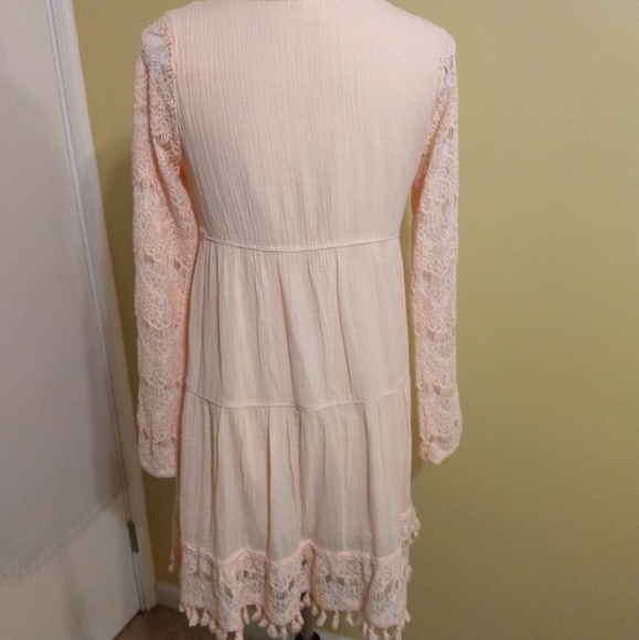 Boutique crochet blush gauze cotton dress NWOT *D1 - Picture 2 of 8